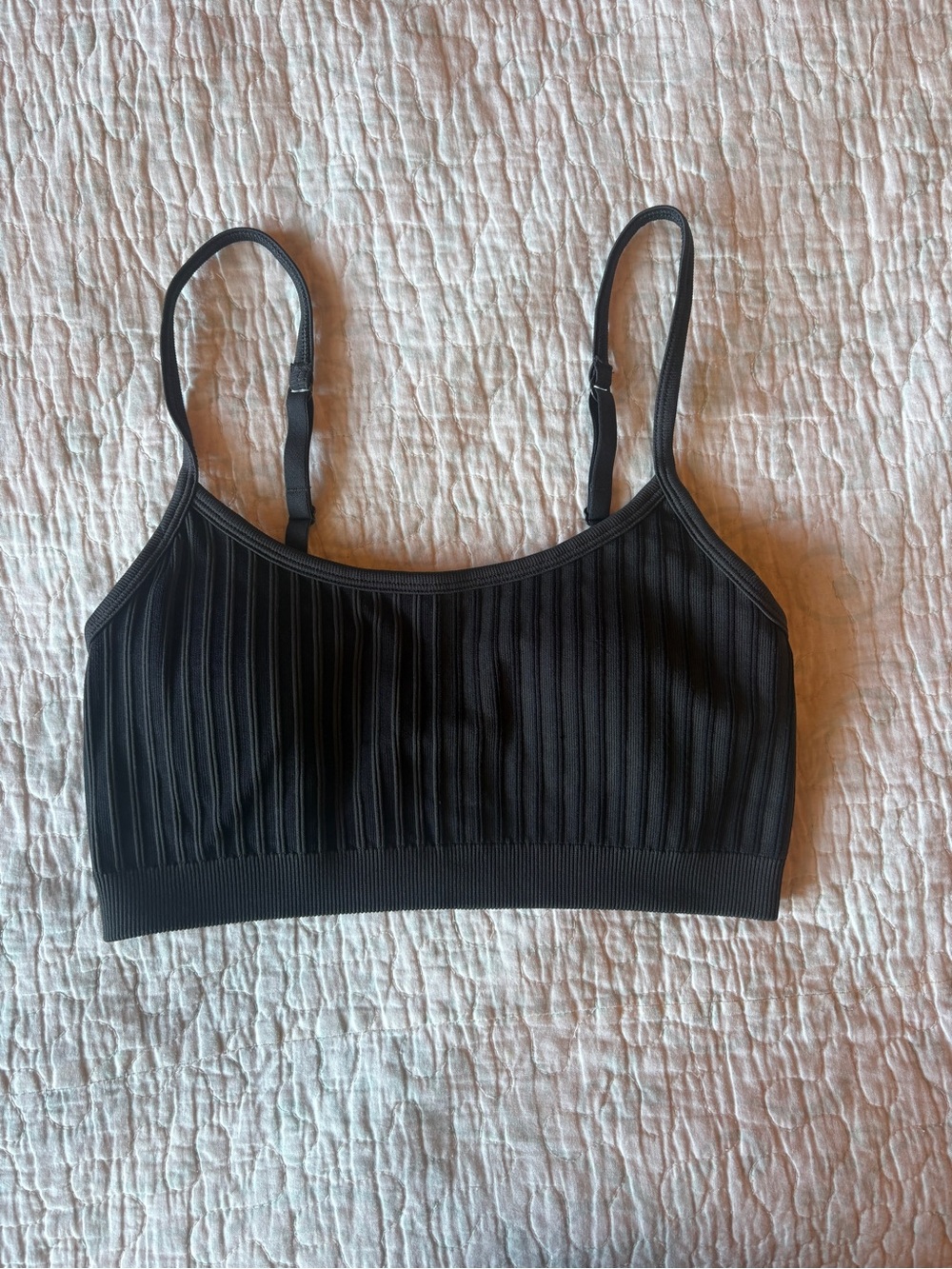 aerie Ribbed Seamless Crop Bralette - Black
